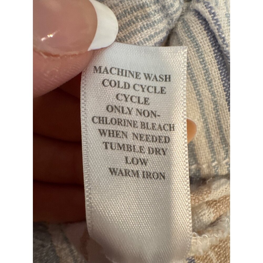Juniper + Lime Womens Pants Sz L Blue Striped Linen/Rayon Beachy Lightwt Coastal - Picture 7 of 12